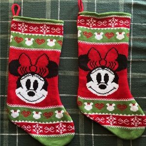 Disney Minnie Knit Festive Stockings - Red and Green